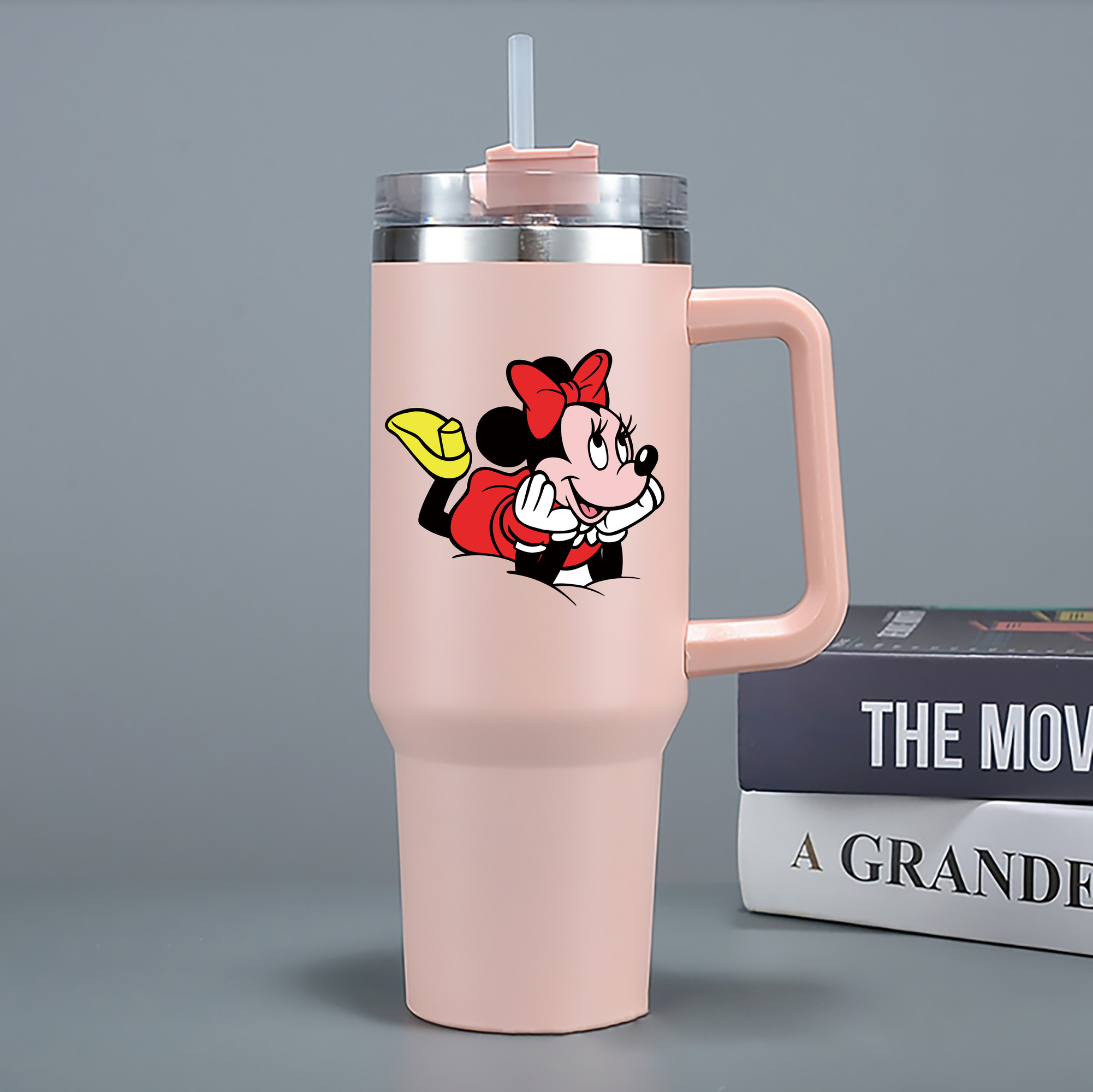 （画像用） ミッキーマウス Mickey Mouse 1200mL車用タンブラー - クリスタルステッカー（プラスチックストロー付き）